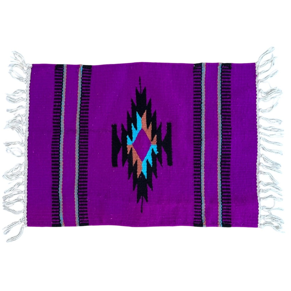 El Paso Saddle Blanket Co Purple Wool Blend Southwestern Accent Placemat 14x20
